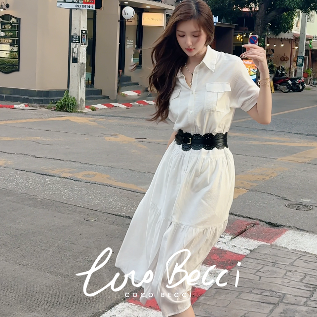 COCO BECCI【缪斯女神】桑蚕丝衬衫款时尚优雅通勤气质连衣裙女夏