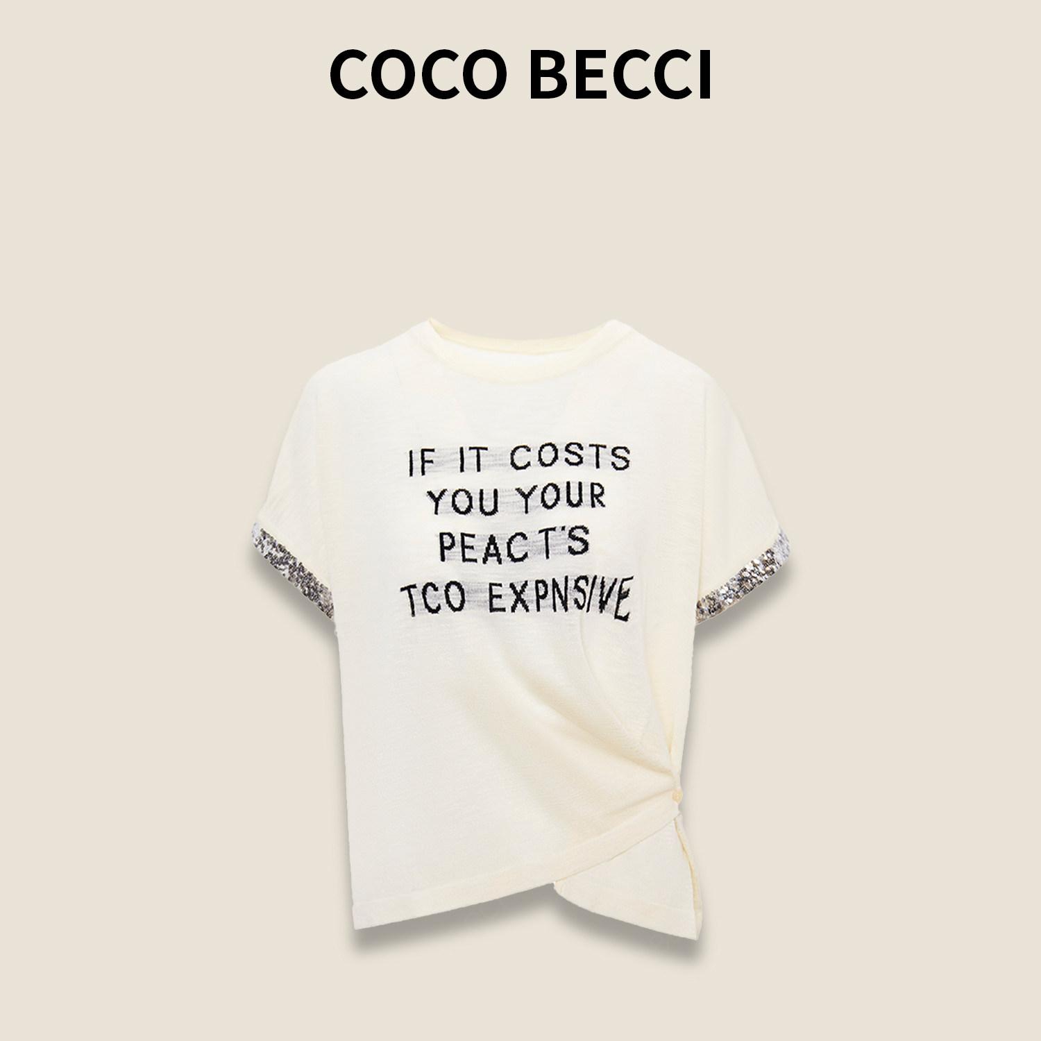 COCO BECCI【字母T】竹节棉空气感显瘦百搭短袖T恤CFLJWB432007