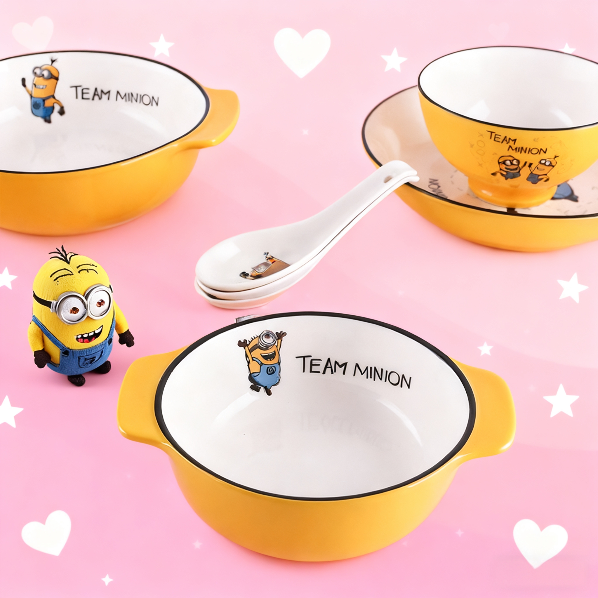 小黄人儿童餐具双耳碗面碗饭碗