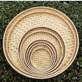 饰绘画 竹编竹制品纯手工簸箕竹匾圆形有无孔竹筛子家用晾晒簸箕装