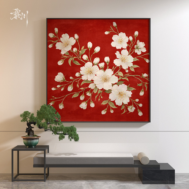 《红尘雪影》新中式复古风走廊过道玄关客厅装饰画壁画方形挂画