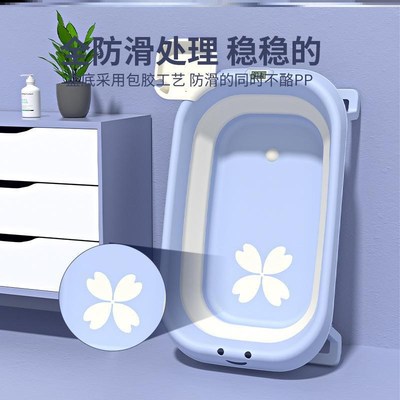 儿童洗澡盆3岁以上宝宝冲凉盆0一6岁可折叠三4便携式婴儿简约浴盆