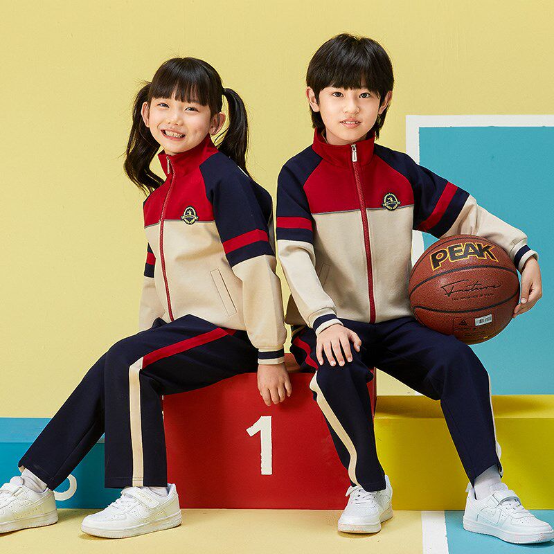 学院风校服套装小学生杏色棒球服春夏装新款男女儿童班服幼儿园服