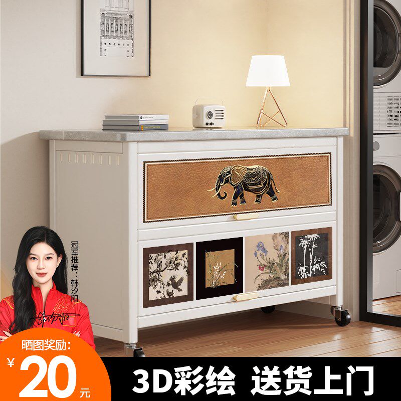 厨房多功能置物架落地多层岩w板三层柜防尘调味架微波炉收纳储物