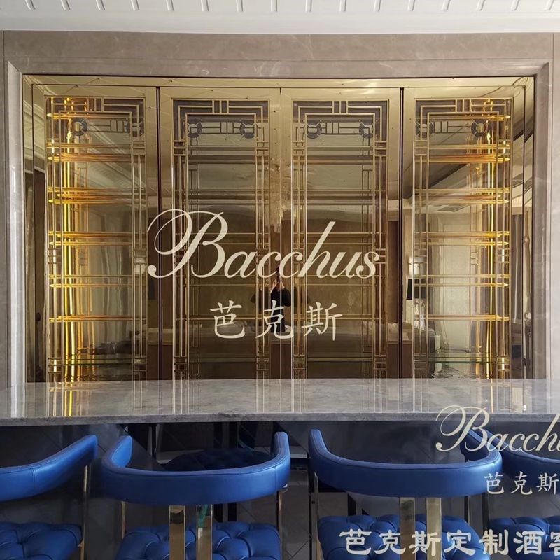金属酒柜酒架 不锈钢酒窖 酒店大堂吧行政酒廊恒温红酒柜冷藏酒柜