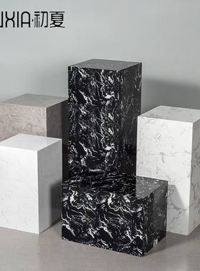 样板房售楼处落地雕塑摆台大v理石底座艺术品基座玄关展示台楼梯