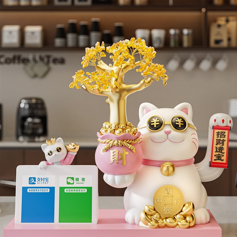 招财宝猫收集二维码饰品店铺x收银前台自动招手招财宝猫新店开业