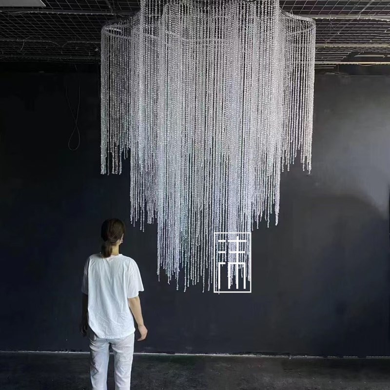 新品压克力水晶珠帘吊灯婚庆酒店宴会厅流星梦悬吊式天花板珠炼舞