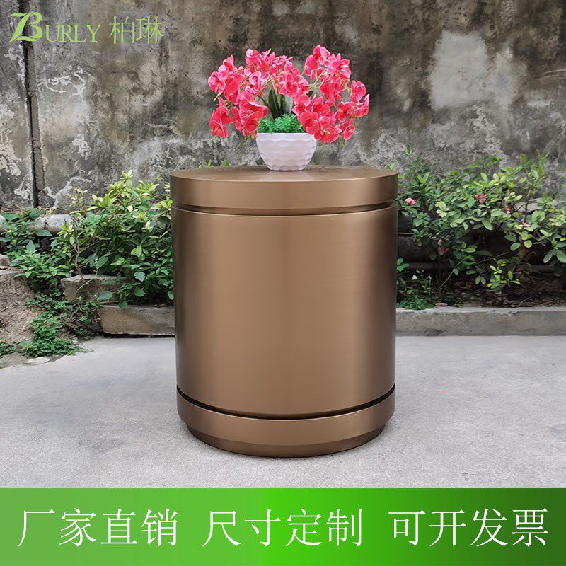 不锈钢展台 腰线圆柱 花艺摆台 圆形立柱 陈列台 商业展示架 定制