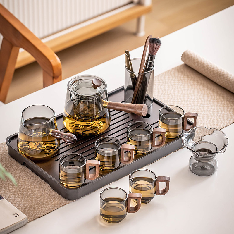 观山侧把玻璃茶具套装家用客厅泡茶壶功I夫茶杯办公会客红茶泡茶