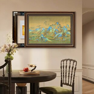 千里江山图电表箱挂画免打孔中古风配电箱装饰画遮挡电闸盒中式