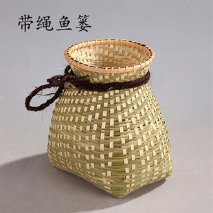 手工竹编竹篓小鱼篓小竹篮竹篮子 采茶篓收纳筐 文艺舞蹈演出道具