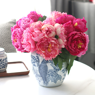 紫嫣套餐花束仿真花o牡丹中式客厅餐桌装饰花卉插花芍药假花摆件