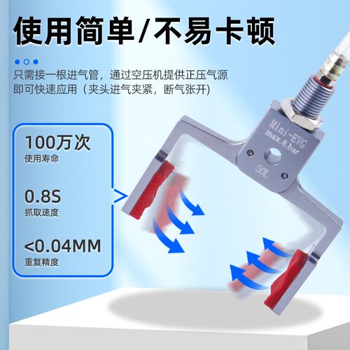 机械手加高加宽夹具迷你小夹子Mini-ERG/EHVG带检测气动夹爪配件