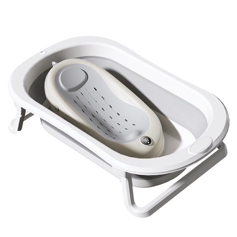 婴儿洗澡盆躺托一体可折叠坐躺新生宝宝浴桶儿童浴盆家用大号便携