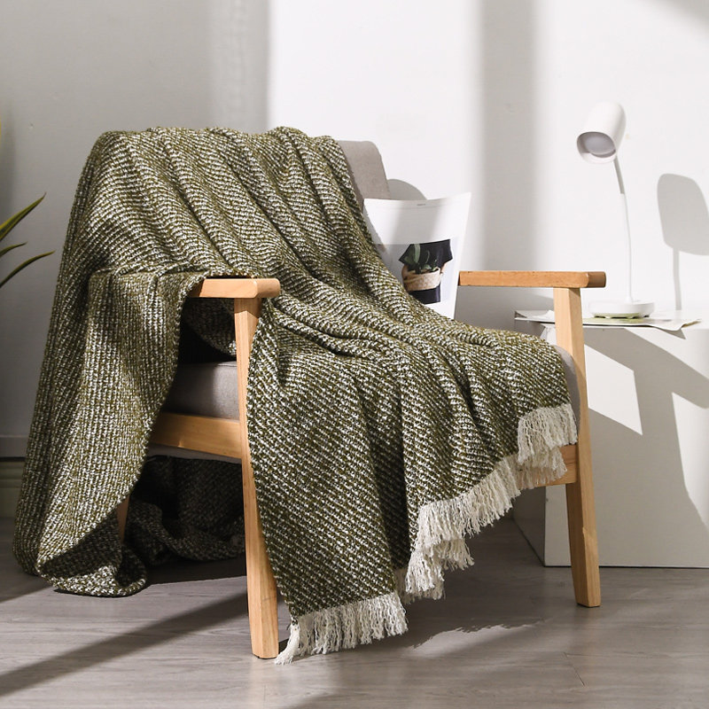 简约现代绿色条纹床尾巾搭毯沙发床搭酒店民宿售楼部样板房间软装,床上用品,休闲毯/毛毯/绒毯,淘宝优惠券,粉丝福利购,淘宝优惠卷