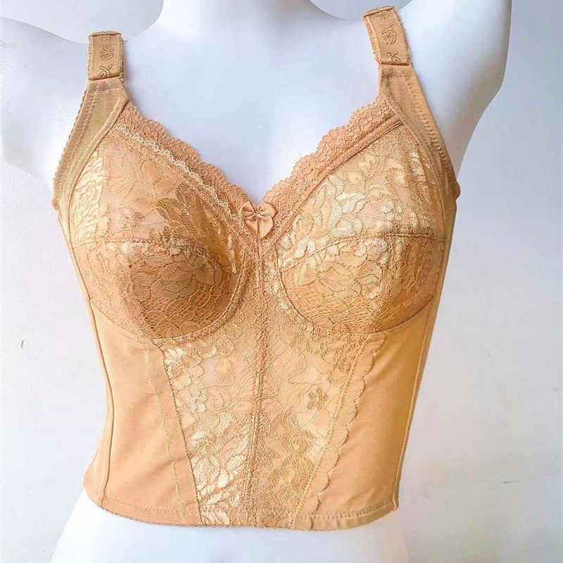 美容院无钢圈调整型收副乳收胃大胸显小全罩杯长文胸收腹薄款内衣