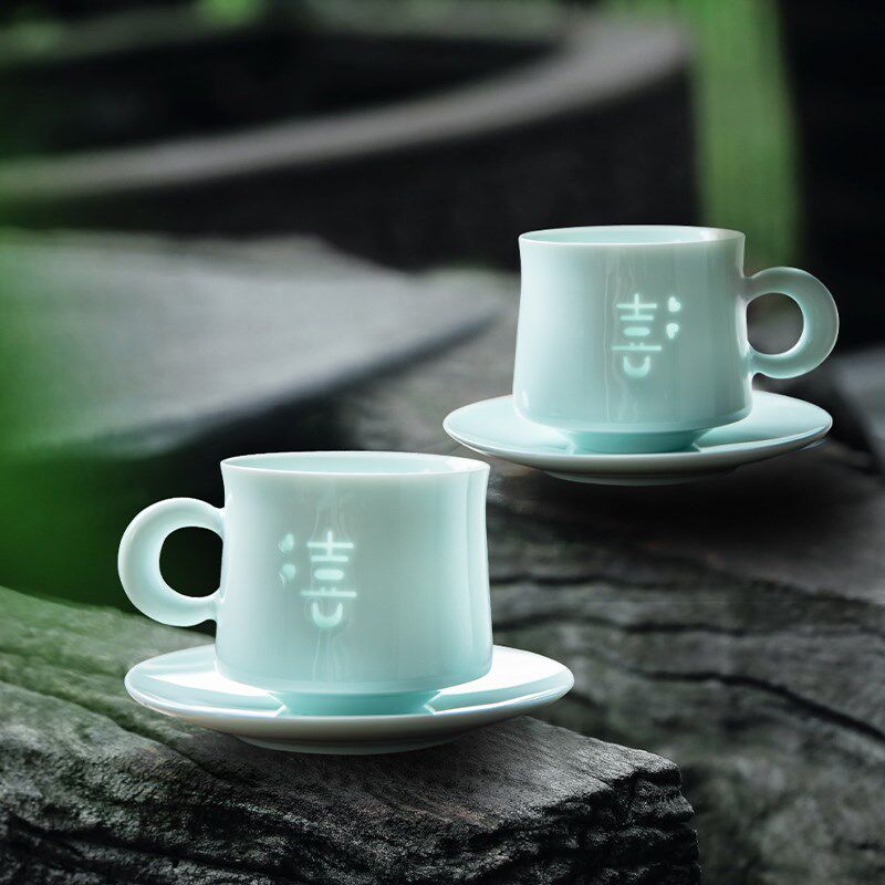 喜字陶瓷咖啡杯子情侣对s杯水杯新婚礼物礼盒装套装一对高品质杯