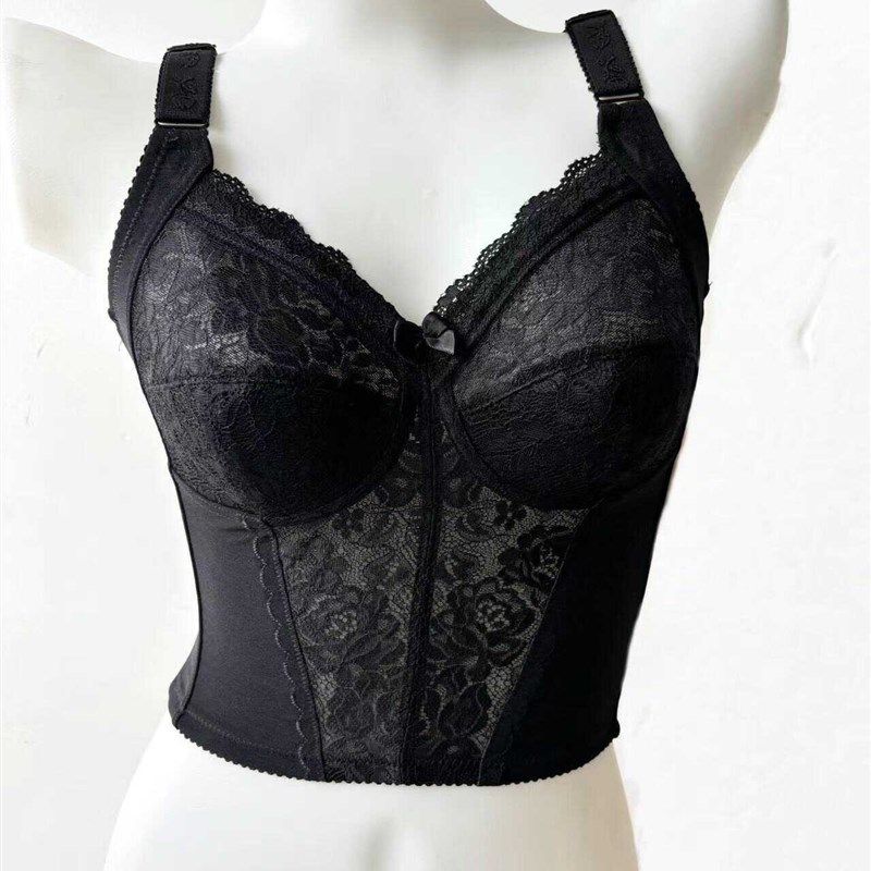 美容院无钢圈调整型收副乳收胃大胸显小全罩杯长文胸薄款内衣