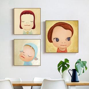 梦游娃娃 奈良美智微喷画人物挂画客厅简约画背景装饰画壁画框画