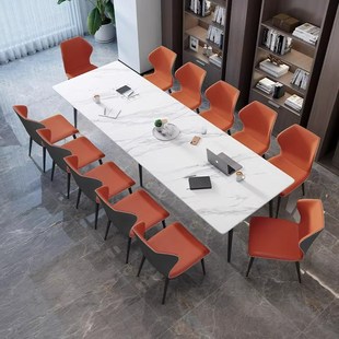 轻型豪华商务石板会议桌大理石V谈话桌展厅桌椅家居桌长桌工作台