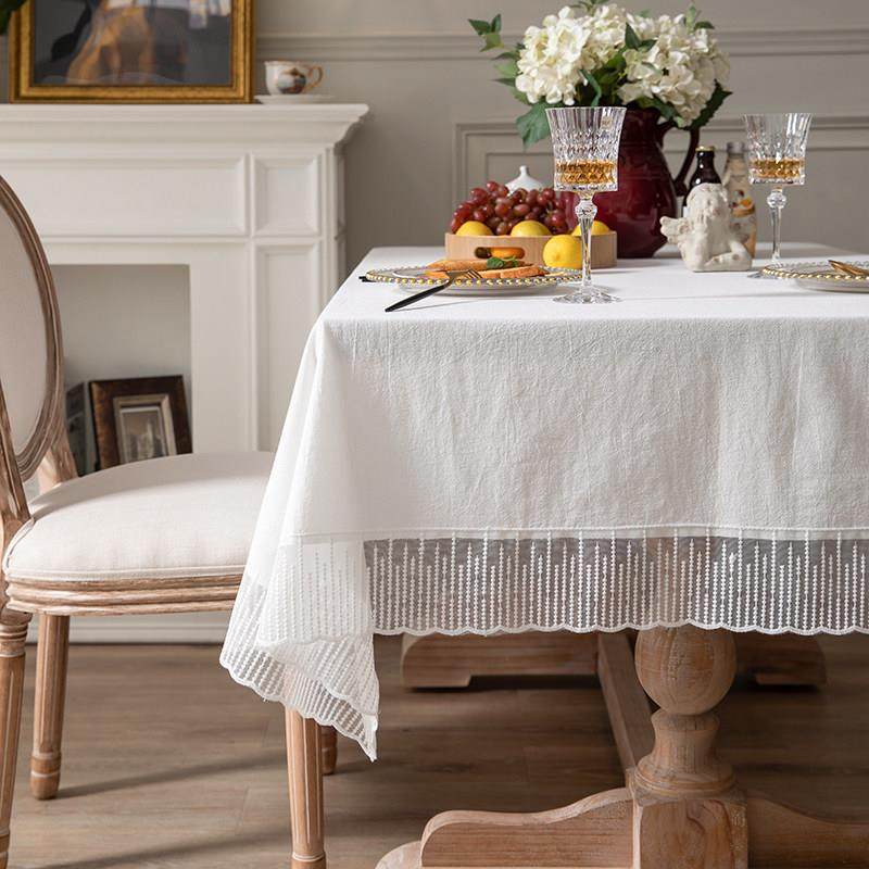 法式唯美流星花边桌布布艺纯色高级感棉麻圆餐桌布茶几梳妆台盖布,居家布艺,桌布,淘宝优惠券,粉丝福利购,淘宝优惠卷
