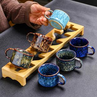 岚宫窑 防烫带手把功夫茶小茶杯6祇套装家用茶具喝茶杯子陶瓷有耳