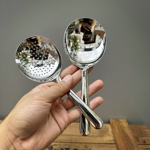 【不好看你打我】18/10不锈钢C短柄大头汤勺面粉勺分餐勺漏勺子捞