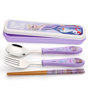 筷子勺子套装儿童不锈钢餐具女孩便携小学生吃饭卡通餐具可爱叉子