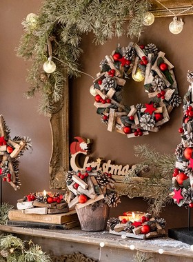 掬涵圣诞树圣诞节花环烛台桌面豪华摆件美式装饰商场橱窗节日用品