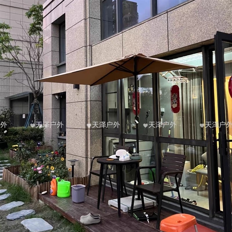 户外靠墙半边伞升降阳台遮阳伞侧边长方形庭院小伞花园露台太阳伞