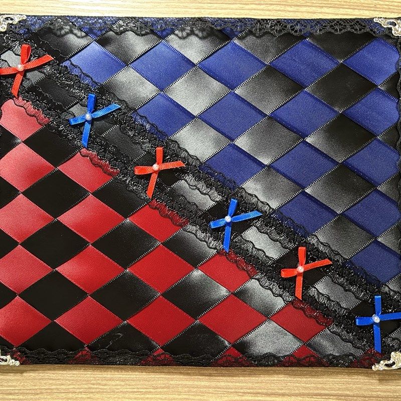 阿包手作手工双拼红蓝菱形格丝带痛板痛包扎包谷子吧唧谷美装饰,模玩/动漫/周边/娃圈三坑/桌游,谷美,淘宝优惠券,粉丝福利购,淘宝优惠卷