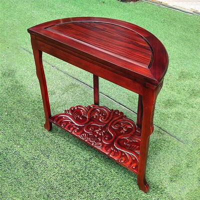 红木玄关桌靠墙半圆桌花梨木半月台供桌实木月牙桌子中式餐桌