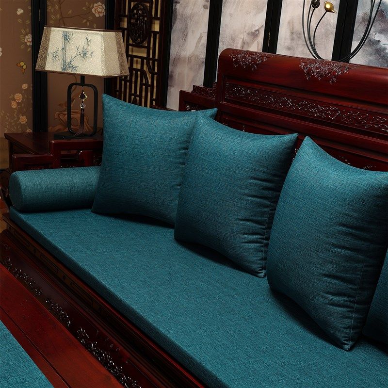 定制中式红木沙发垫实木沙发坐垫可拆洗防滑纯色透气椅子坐垫家用
