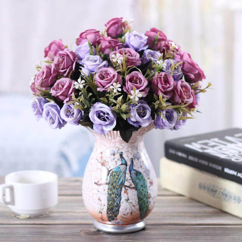 塑料花绢花玫瑰花家居摆设客厅欧式假花仿真花茶几摆件套装装饰品,家居饰品,仿真花/假花,淘宝优惠券,粉丝福利购,淘宝优惠卷