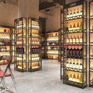 酒吧吧台悬挂酒架墙上创意壁挂置物架新款工业风落地酒柜红酒杯架