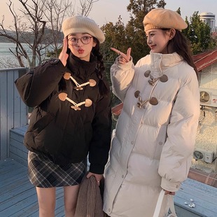 牛角扣羽绒服女立领小个子设计感2025年新冬保暖白鸭绒韩系面包服
