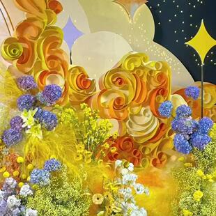 仙美陈永生彩色细麻丝婚庆场景布置花材礼盒填充DIY鸟窝材料