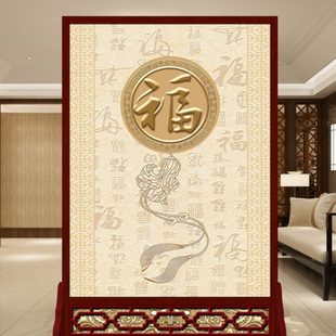 入户屏风隔断客厅玄关现代简约布艺办公室双面简易实木座屏 新中式