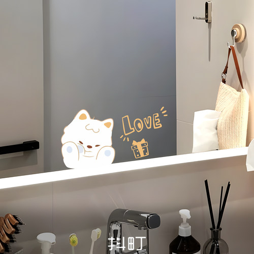 可爱小狗镜面静电防水装饰贴纸