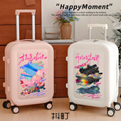 油画风行李箱贴纸旅行不留痕拉杆箱标识贴纸旅行箱大号防丢贴纸
