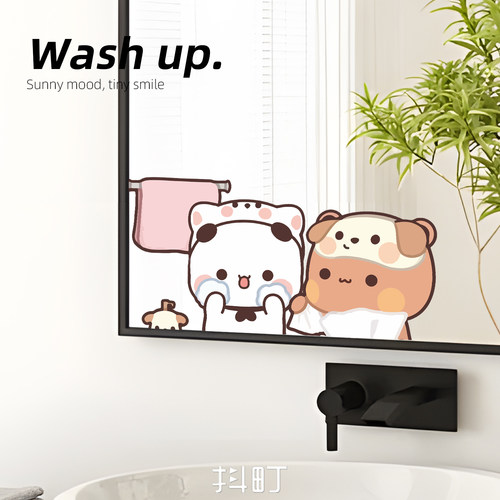卡通一二布布镜面防水防撞贴