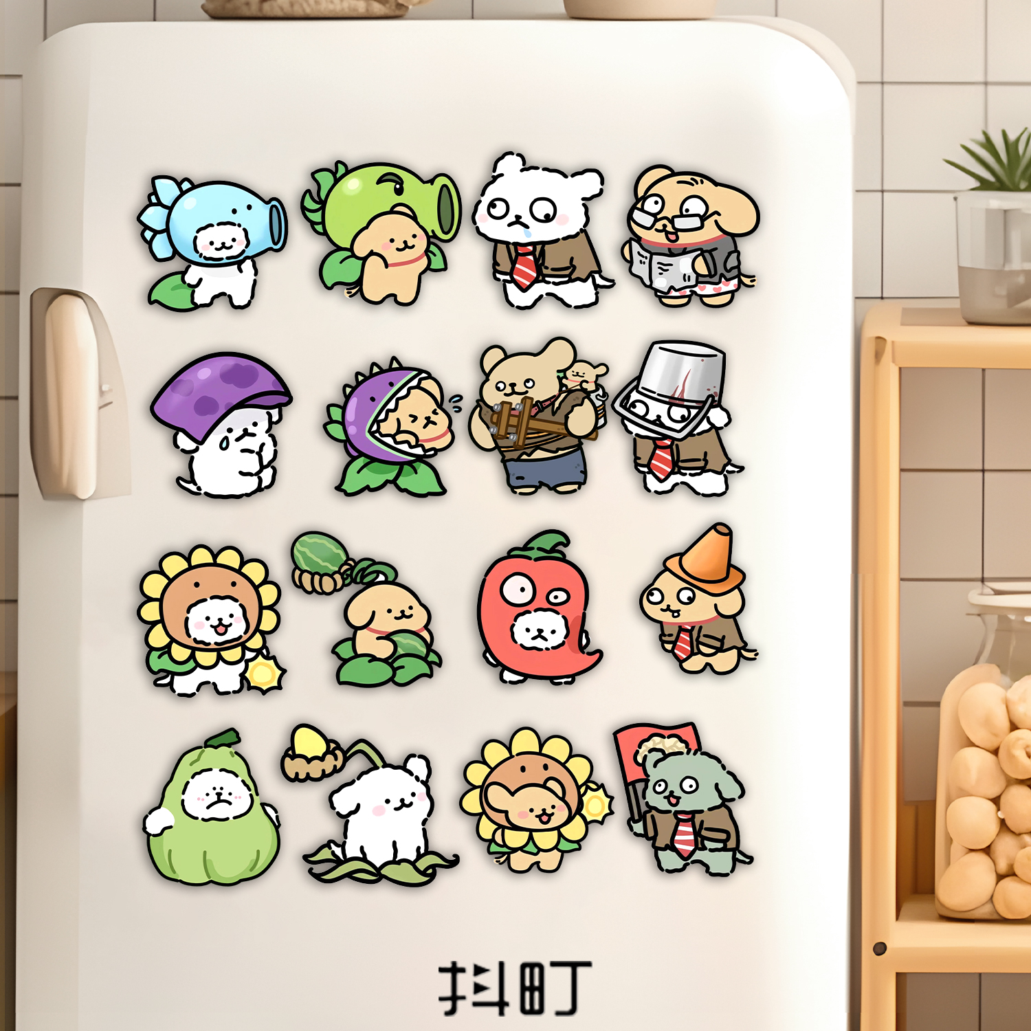 冰箱柜门装饰贴可爱趣味线条小狗