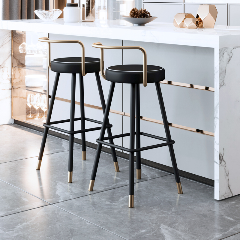轻奢铁艺高脚椅h高脚凳吧台凳吧台椅家用岛台椅收银台椅子酒吧椅