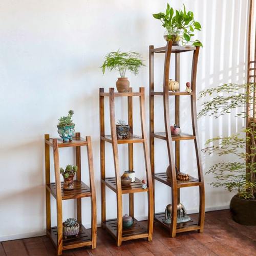现代中式多功能置物架实木多层储物收纳架创意简约仿古落地博古架