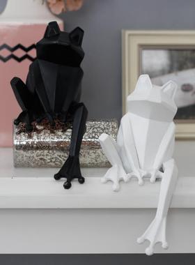 北欧折纸树脂青蛙动物摆件工艺品 客厅电视柜酒柜玄关装饰品摆设