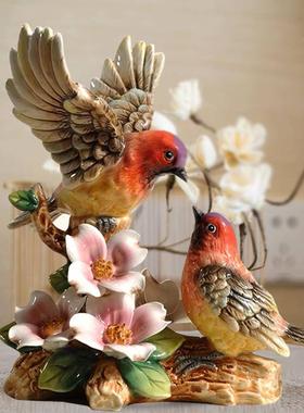 中式爱情鸟陶瓷小摆设精致手绘陶瓷鸟装饰摆件新居多宝阁装饰礼品