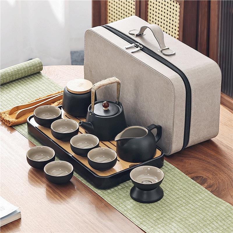 旅行功夫茶具小套装家用简约日式泡茶壶盖碗茶盘户外可携式收纳包