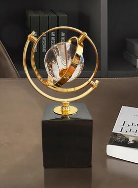 现代创意轻奢水晶球地球仪摆件办公室高档书房客厅玄关酒柜装饰品