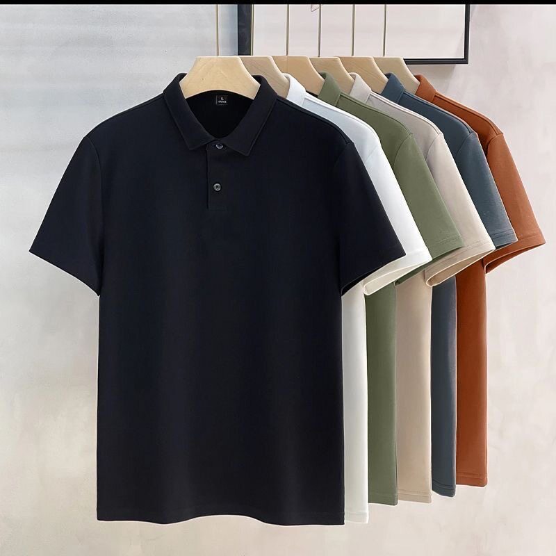 男装POLO衫短袖T恤夏季休闲男女同款翻领上衣纯色简约服